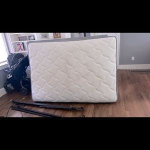 Queen bed with box spring and rails. $50